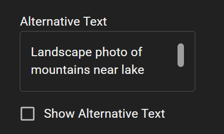 Alternative text settings